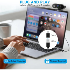 Webcam AOC 4K PC avec Microphone et Suppression de Bruit