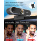 Webcam 1080P avec Microphone & Cache Confidentialité USB Plug & Play pour Appels Vidéo & Streaming