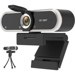 1080P Webcam with Mic & Privacy Cover - USB Plug & Play for PC/Laptop