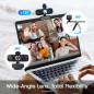 1080P HD Webcam with Noise-Canceling Mic, Auto Light Correction, Privacy Cover, Wide Angle Lens, USB Plug & Play