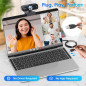 1080P HD Webcam with Noise-Canceling Mic, Auto Light Correction, Privacy Cover, Wide Angle Lens, USB Plug & Play