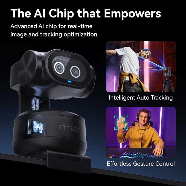 EMEET PIXY Caméra PTZ 4K AI, Autofocus PDAF 0.2s, Suivi IA, 3 Micros, Commandes Gestuelles, Streaming EMEET PIXY Caméra PTZ 4K AI, Autofocus PDAF 0.2s, Suivi IA, 3 Micros, Commandes Gestuelles, Streaming