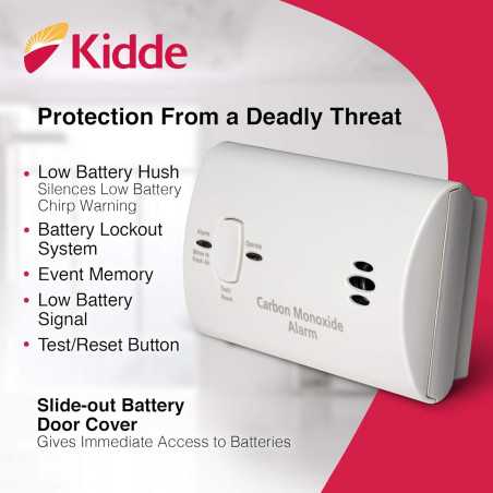 Kidde Battery Powered Carbon Monoxide Detector with LED & Test Button