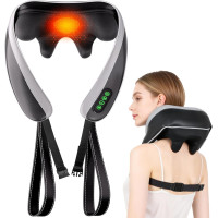 6D Deep Tissue Neck & Shoulder Massager with Heat, Cordless Shiatsu Pain Relief – Perfect Gift for Home & Office
