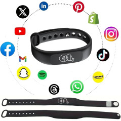 Bracelet NFC Tap - Carte Digitale Sans Abonnement (Noir)