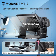 Moman 12 Metal Teleprompter for iPad with App Remote - DSLR & Smartphone