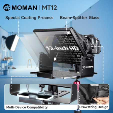 Moman 12 Metal Teleprompter for iPad with App Remote - DSLR & Smartphone