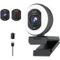 Webcam 4K avec anneau lumineux, autofocus, TOF, couverture privée, micro - 1080P 60FPS pour streaming