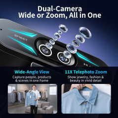 EMEET C60E 4K Webcam Dual-Camera, 11X Zoom, RGB Lighting & Remote