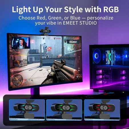 EMEET C60E 4K Dual-Camera Webcam with 11X Hybrid Zoom, PDAF, Remote, RGB Lighting & Dual Mics for Streaming