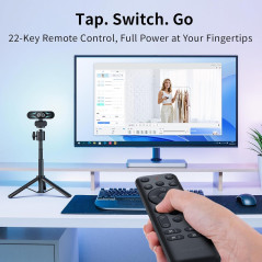 EMEET C60E 4K Webcam Dual-Camera, 11X Zoom, RGB Lighting & Remote