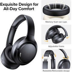 Hybrid ANC Bluetooth 6.0 Headphones - 120H Playtime, Hi-Res Audio