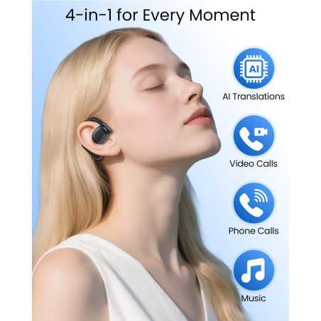 AI Translation Earbuds K08 - Real-Time 164 Languages, 80H Playtime, Wireless Bluetooth Headphones for Travel & Meeting