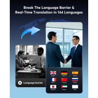 AI Translation Earbuds: 144-Language Real-Time 2-Way Translator, Bluetooth 5.4, Open-Ear, Hi-Fi Music & Calls