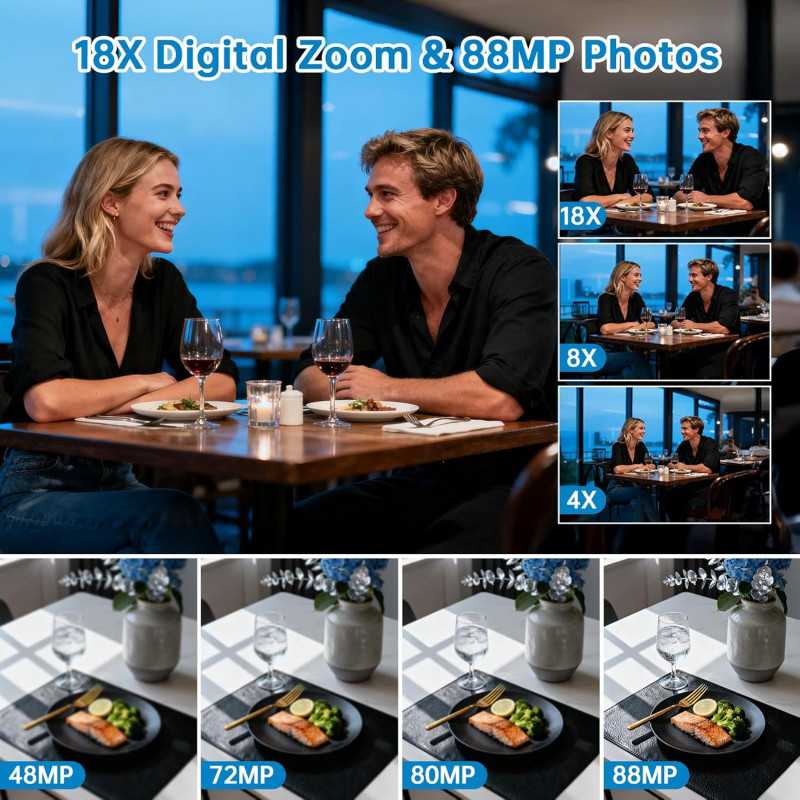 2025 8K Ultra HD Video Camera 88MP Vlogging Camcorder with WiFi & Night Vision
