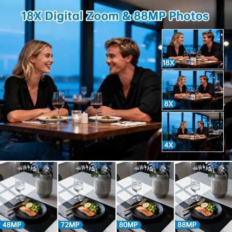 Caméra Vidéo 8K 2025 Ultra HD 88MP Wifi Vlogging YouTube