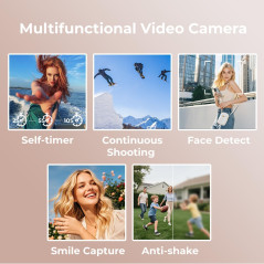 1080P Digital Camcorder 18X Zoom, 3 Rotatable Screen, Anti-Shake, 48MP Vlogging Camera with 32GB Card & Battery