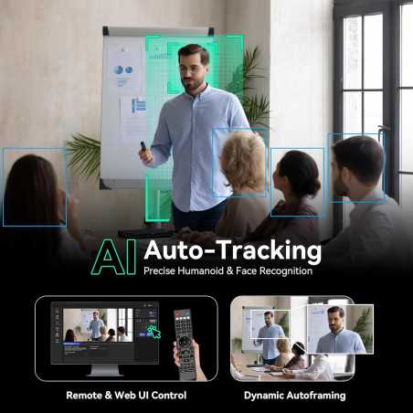 Caméra PTZ 4K Tenveo NDI AI 20X Zoom pour Streaming Live