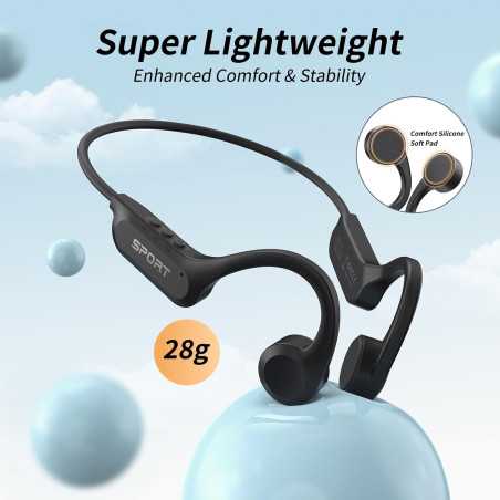 CXK Bone Conduction Bluetooth Headphones - IPX6 Waterproof, 10H Playtime
