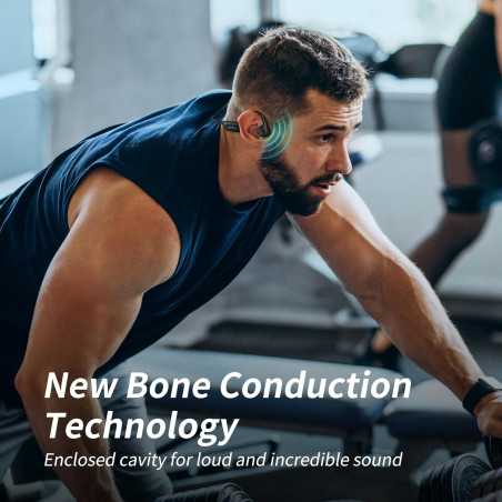 CXK Bone Conduction Bluetooth 5.4 Headphones with Mic, IPX6 Waterproof, 10H Playtime for Sports