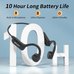 CXK Bone Conduction Bluetooth Headphones - IPX6 Waterproof, 10H Playtime