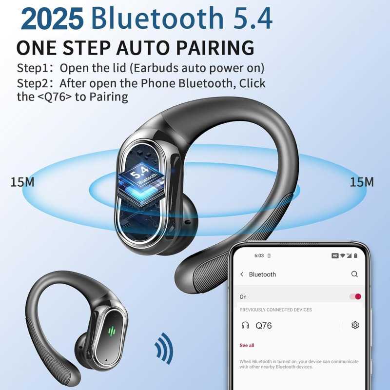 Wireless Earbuds 2026 Bluetooth 5.4, 50H HiFi Stereo, IP7 Waterproof
