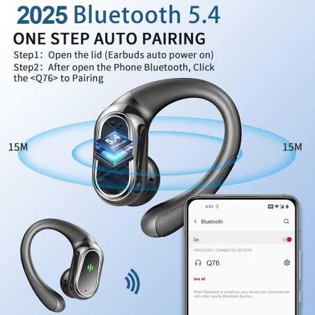 Écouteurs Sans Fil 2026 Bluetooth 5.4 Sport IP7 avec Micro