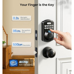 Veise KS02A Fingerprint Keyless Door Lock – Auto Lock, Biometric Keypad