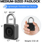 eLinkSmart Fingerprint Gym Locker Lock - Keyless Biometric Bluetooth Smart Padlock, Weatherproof, Black