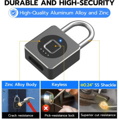 Cadenas Biométrique eLinkSmart Bluetooth - Sans Clé, Étanche