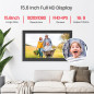 Cadre photo numérique Frameo 15,6 FHD IPS 64GB WiFi tactile, envoyez photos depuis smartphone, cadeau idéal parents