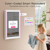 Calendrier numérique familial 15,6 avec écran tactile FHD, planning repas, corvées, photos, rappel LED