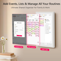 15.6 Family Digital Calendar & Planner - FHD Touchscreen, Chore Chart, Meal Planner, Photo Display, LED Reminder, Wall &
