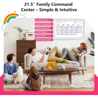 Calendrier numérique tactile 21,5 Full HD, planner mural intelligent avec lumière LED, organisation familiale optimale