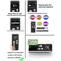 Enregistreur Vocal Numérique 16GB Rechargeable USB Lectures
