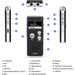 Digital Voice Recorder 16GB | USB Rechargeable Dictaphone for Lectures