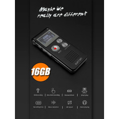 Enregistreur Vocal Numérique 16GB Rechargeable USB Lectures