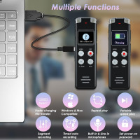 64GB Voice Activated Digital Recorder for Lectures & Meetings - EVISTR