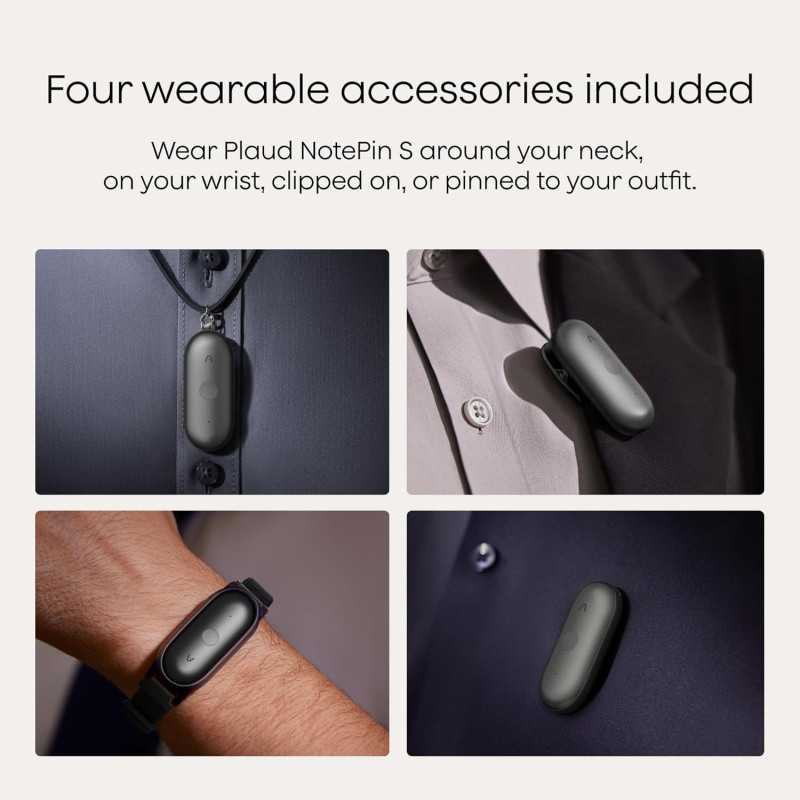 Plaud NotePin S AI Voice Recorder - Wearable Notetaker, 112 Languages