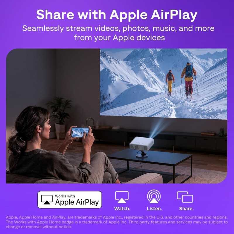 Aurzen Roku Smart Projector 1080P FHD with WiFi, Bluetooth & Dolby Audio
