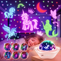Projecteur Licorne Rotatif - Jouet Lumineux Fille 4-6 ans