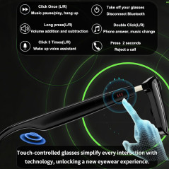 Lunettes Intelligentes AI Bluetooth 5.4, Traduction 160+ Langues, Verres Changeants, App Gratuite