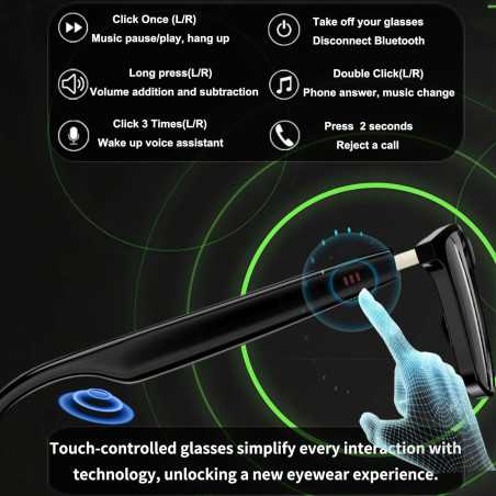 Lunettes Intelligentes AI Bluetooth 5.4, Traduction 160+ Langues, Verres Changeants, App Gratuite