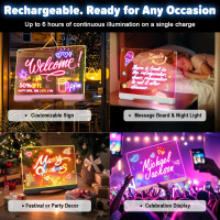 16 Rechargeable Doodle Glow LED Note Board with 7 Colors, Stand, 5 Markers & Tracing Book – Kids' Neon Art Toy