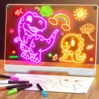 Tableau Lumineux Rechargeable 16 LED, 7 Couleurs, Effaçable, avec Support, 5 Marqueurs & Livre de Dessin