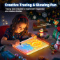 16 Rechargeable Doodle Glow LED Note Board with 7 Colors, Stand, 5 Markers & Tracing Book – Kids' Neon Art Toy
