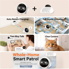 Caméra Robot Animaux 1080P, Vision Nocturne & Commande APP