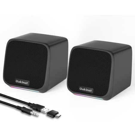 Compact USB Powered Desktop Computer Speakers with 3.5mm Aux Input
