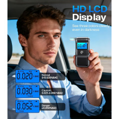 Portable Digital Breathalyzer Tester with LCD Display & 10 Mouthpieces for Home & Party Use