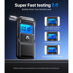 Portable Alcohol Breathalyzer with LCD Display – Includes 10 Mouthpieces